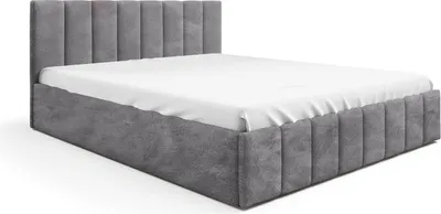 Produktbild von BETTSO Komfortables graues EYLA-Bett mit Stauraum für Bettzeug aus weichem Bouclé-Stoff 140x200