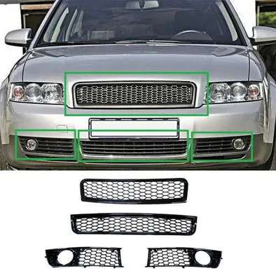 Produktbild von Kühlergrill- und Stoßstangengitter-Satz schwarz glänzend für Audi A4 B6 8E 2001-2005