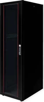 Produktbild von ROLINE Netzwerkschrank Basic 48,26cm 19Zoll 42 HE 600x800 BxT Glastür schwarz