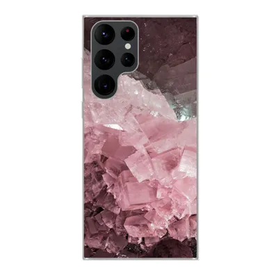 Produktbild von MuchoWow® Handyhülle Schutzhülle Hülle für Samsung Galaxy S22 Ultra Naturstein - Rosa - Kristall Silikon Softcase Handy Hülle - Abbildung