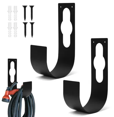 Produktbild von Metall Schlauchhalter Wand 2 Stück, stabile Halterung, platzsparend, für Garten