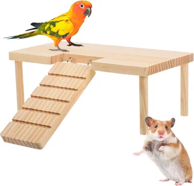 Produktbild von Kletterplattform aus Holz mit Leiter, 32x20x11,2 cm, für Hamster und Kleintiere
