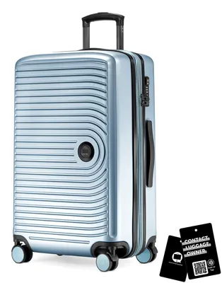 Immagine prodotto di Medium - valigia media + targhetta digitale, valigia da viaggio espandibile trolley per il check-in 90L dimensioni della cintura 158 cm doppie ruote trolley TSA, blu piscina