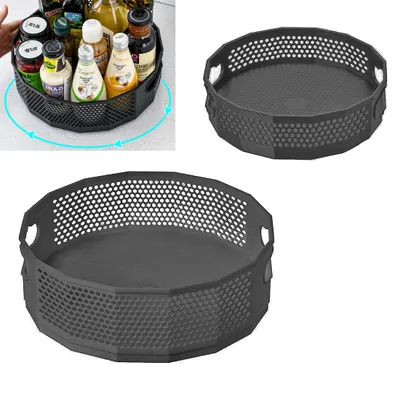 Produktbild von Gewürzregale, Gewürzregal, Küchenregal aus Edelstahl, Drehteller, Organizer, multifunktionales Lagerregal, 360° Drehbar, Gewürzhalter, Getränkeregal