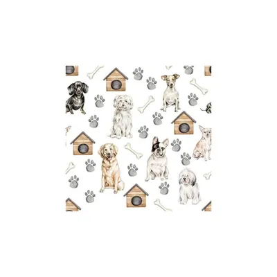 Produktbild von Servietten Papier 33x33cm 3-lagig mit Hunden Motiv 20 Stück Bunt