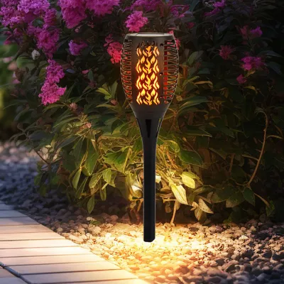 Produktbild von LED Solarlampe, Feuer-Effekt, Garten Fackel Höhe 58 cm