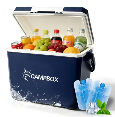 Imagen del producto de Caja refrigerante pasiva de 24 litros con 2 acumuladores de frío, ideal para camping y picnics