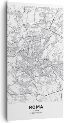 Produktbild von Bild auf Leinwand - Leinwandbild - Einteilig - Stadt Karte Rom - 65x120cm - Wand Bild - Wanddeko - Wandbilder - Leinwanddruck - Bilder - Wanddekoration - Leinwand bilder - Wandbild - PA65x120-4682