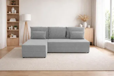 Zdjęcie produktu dla Narożnik KUBO L FIT z funkcją spania 120x200, pojemnik na pościel, uniwersalny L/P, Inari 91 szary, 206 cm