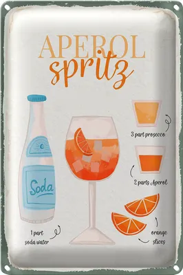Produktbild von Blechschild Rezept Aperol Spritz Cocktail Recipe 20x30cm