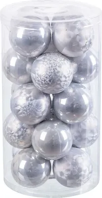 Obrázek produktu pro Plastové ozdoby na vánoční stromek stříbrné barvy 6 x 6 x 6 cm (20 kusů)