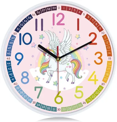 Produktbild von Lernuhr 12", Rosa, Große Ziffern, Dekorative Quarz Uhr, für Kinderzimmer