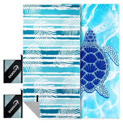 Produktbild von Strandtuch XXL 2er Set 90×180 cm,Groß Schnelltrocknendes Mikrofaser Handtuch, Sandfrei Badetuch,Stranddecke Damen strandhandtuch