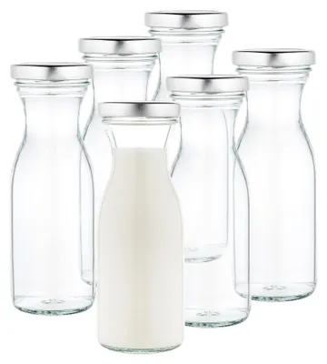 Obrázek produktu pro sada 6 lahví na mléko 250 ml Twist-Off víčko TO53 stříbrná karafa Skleněná láhev na skladování