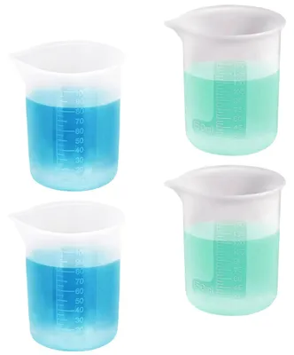 Productafbeelding van Siliconen maatbeker, 150 ml, set van 4, doseerhulp voor wasmiddel, antiaanbakmengbeker met schaalverdeling