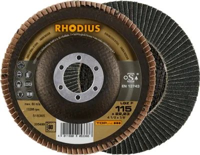 Produktbild von Rhodius Schleifscheibe LGZ F 115x22,23mm Körnung 80 Edelstahl Topline - 205499