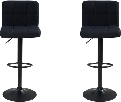 Produktbild von Barhocker - Schwarz - Webstoffbezug - Metallgestell - höhenverstellbar - 2er Set