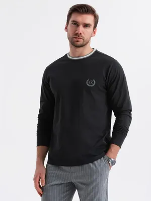 Obrázek produktu pro Ombre Clothing Pánské tričko s dlouhým rukávem Ziia černá L