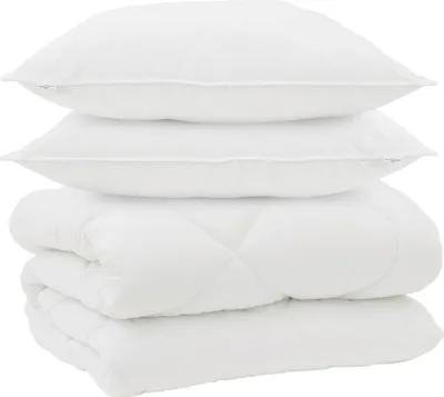 Produktbild von vidaXL Winterbettdecke mit Kissen 3 pcs Weiß Mikrofaser