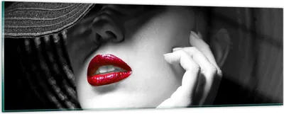 Produktbild von Bilder auf glas - Frau Gesicht Lippen - 90x30cm - Glasbilder - Wandbilder - Kunstdruck - zum Aufhängen bereit - Wanddekoration aus Glas - Glas Bilder - Wandbild auf Glas - Einteilig - GAB90x30-3618