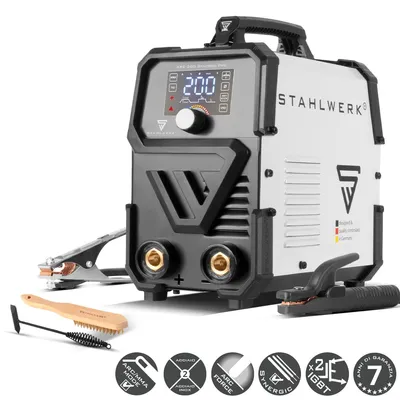 Immagine prodotto di STAHLWERK ARC 200 Synergic Pro Saldatrice digitale ad elettrodo - MMA (MMA) fino a 200 A, saldatura senza gas di protezione, inverter TIG lift, avviamento a caldo