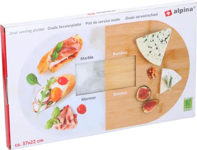 Produktbild von Ovale Servierschale braun Marmor Bambus 37x22 cm Tischzubehör