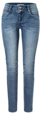 Productafbeelding van Tijdzone Damen Jeans Jeansbroek EnyaTZ - Slim Fit Blauw, zomerse wassing, maten 24-33