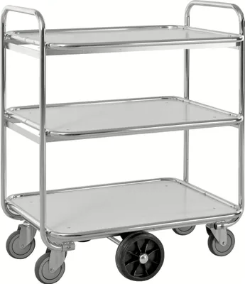 Produktbild von Kongamek Kommissionierwagen verzinkt mit 3 laminierten Böden 1250x630mm und offenen Seitenwänden