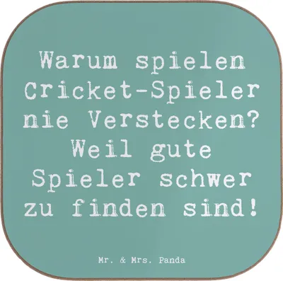 Produktbild von Mr. & Mrs. Panda Tischuntersetzer Spruch Cricket Verstecken - Meeresbrise - Geschenk, gläseruntersetzer, Sport, Sportler, Tassenuntersetzer, Sportart, Geduld, Witz, Humor