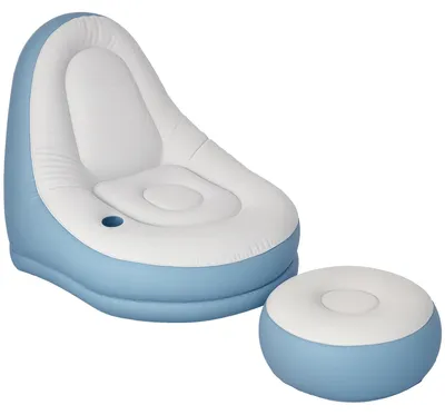 Produktbild von Aufblasbarer Sessel Luftsessel Outdoor-Sessel, 125 x 100 x 87cm, Weiß + Blau, ergonomisch, für Camping und Outdoor
