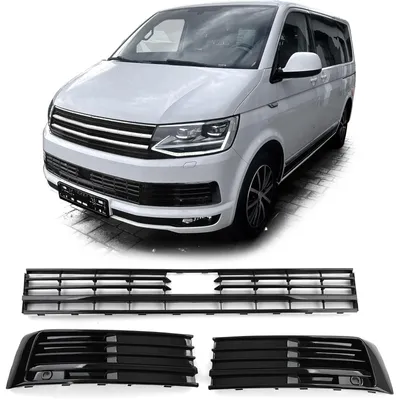 Kühlergrill Gitter LINKS RECHTS MITTE Schwarz Glanz für VW T6 VI mit ACC 15-19 – Produktansicht