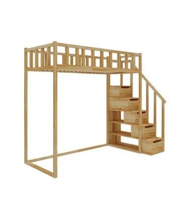 Produktbild von Hochbett mit Treppe, Höhe 150 cm – FILIP 200x90 cm