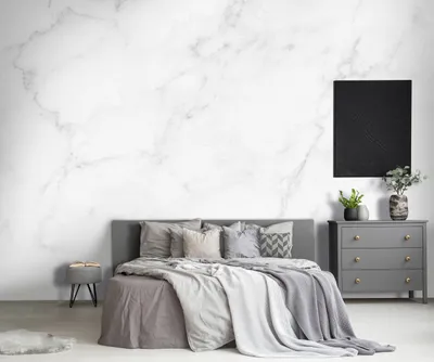 Produktbild von Vlies Struktur weiße Marmorsteinimitation (368cm x 254cm - 4 Bahnen) Moderne weiß Wohnzimmer Schlafzimmer Wandtapete Modern Tapete UV-Beständig Montagefertig
