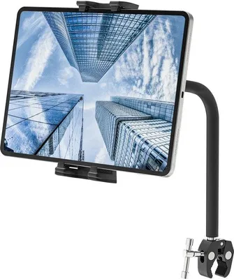 Imagen del producto de Soporte ajustable para tabletas y teléfonos con brazo flexible y largo, compatible con diversos dispositivos