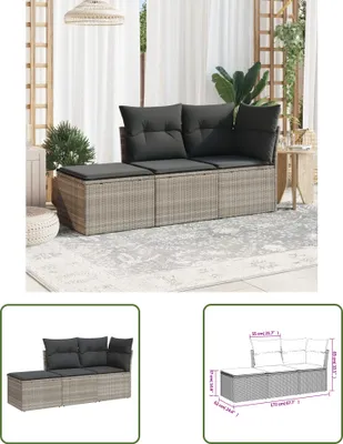 Produktbild von The Living Store 3-tlg. Garten-Sofagarnitur mit Kissen Hellgrau Poly Rattan