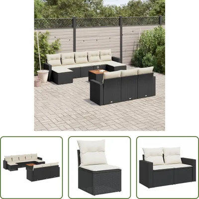 Produktbild von The Living Store 11-tlg. Garten-Sofagarnitur mit Kissen Schwarz Poly Rattan
