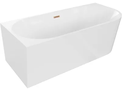 Obrázek produktu pro Mexen Mia volně stojící rohová vana levá 150 x 75 cm, bílá, přepad kartáčovaná měď - 52691507500L-65