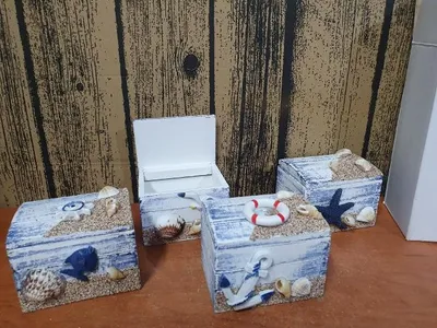 Zdjęcie produktu dla szkatułka drewniana 4szt MORSKA 7,8X5,7X6CM C5739