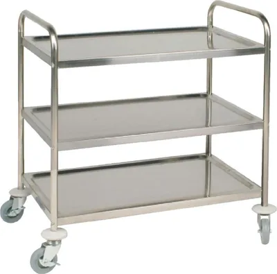 Produktbild von Vogue Edelstahl 3-stöckiger Abräumwagen - Groß, Größe: 930(H)x535(B)x855(T)mm, K