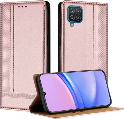 Obrázek produktu pro Pouzdro pro Samsung Galaxy A12 kožené flipové pouzdro s funkcí stojánku Růžový