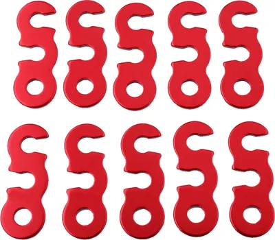 Imagen del producto de 10 hebillas de aleación para cuerda de viento, tipo de liberación rápida, para toldos y tiendas de campaña (rojas, tamaño L)