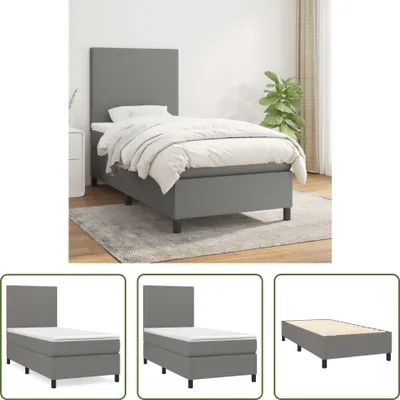 Produktbild von The Living Store Boxspringbett mit Matratze Dunkelgrau 80x200 cm Stoff