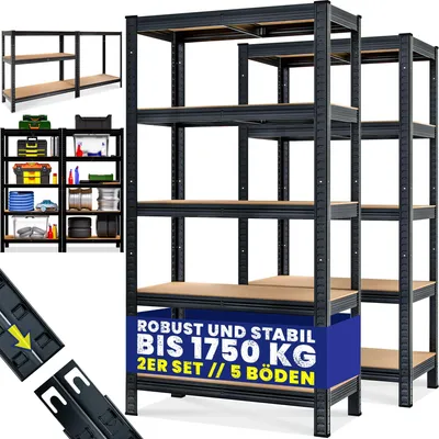 Obrázek produktu pro Sada těžkých polic, 2 kusy, 180x90x40cm, nosnost 875kg