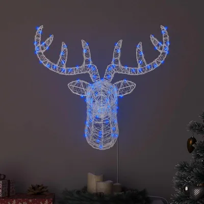 Image de vidaXL Tête de renne avec 140 LED bleues 68 x 36,5 x 62,5 cm Acrylique