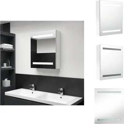 Obrázek produktu pro vidaXL LED koupelnová zrcadlová skříňka Lesklá bílá 50x14x60 cm - Koupelnové doplňky