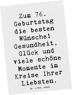Produktbild von Mr. & Mrs. Panda Postkarte Spruch 76. Geburtstag - Weiß - Geschenk, Ansichtskarte, Happy Birthday, Fotokarte, persönliches, Geburtstagsgeschenk, Jubiläum, Postkarten