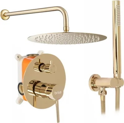 Produktbild von Wandmontierter Badewannen-Duschmischer mit Regenbrauseset