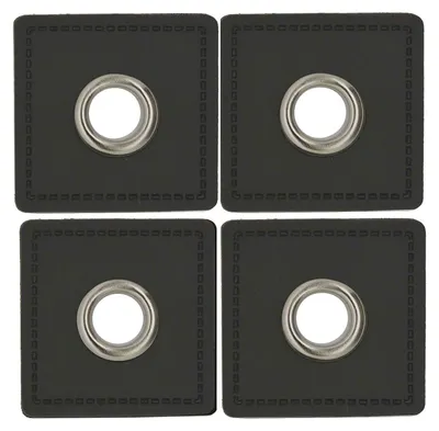 4 Metall-Ösen auf Kunstleder grau silber