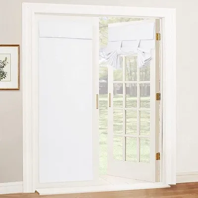 Obrázok produktu pre Izolované závesy na dvere a okná, zatemňovacie, 26 x 68 palcov, biele