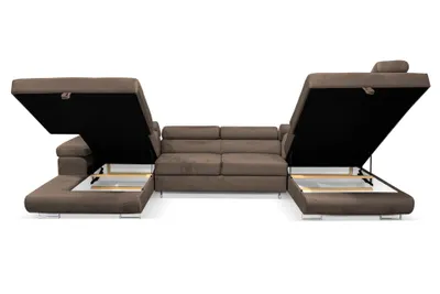 Produktbild von Sofiland Aller U-Form Ecksofa XXL Schlaffunktion 2 Bettkästen Bronze Rechts